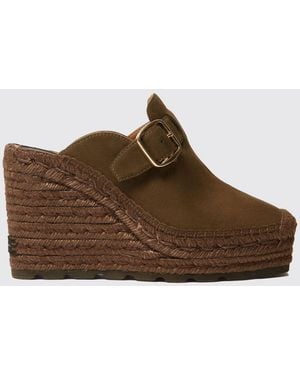 Stella McCartney Synthetic Suede Wedge Mules - Brown