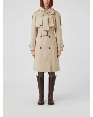 Burberry Double-Breasted Cotton Blend Trench Coat - Natural