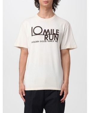Golden Goose Crewneck Cotton T-Shirt With Contrasting Logo - White