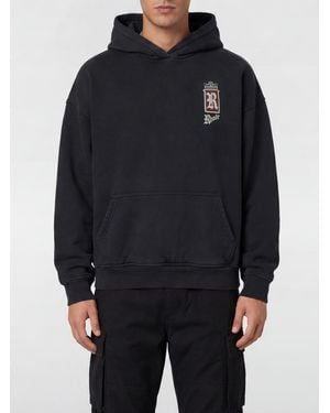 Rhude Cotton Hoodie With Kangaroo Pocket And Contrasting Logo - Blue