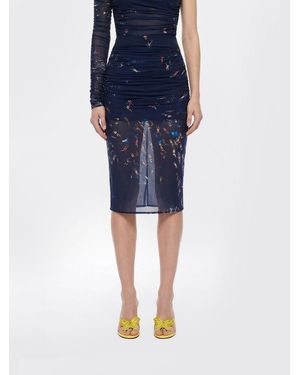 Blumarine Printed Nylon Midi Skirt - Blue