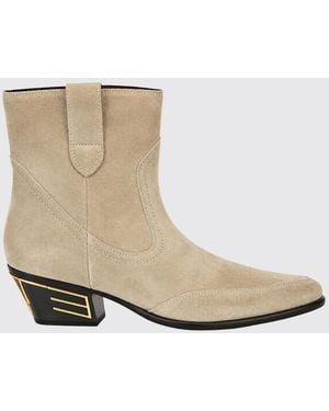 Etro Suede Cowboy Ankle Boots With Tapered Toe And Low Heel - White