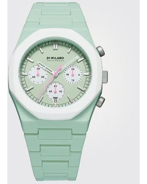 D1 Milano Bicolor Polycarbonate Watch With Abstract Pattern - Green