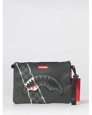 Sprayground Bolso Pouch Bandolera De Algodón Revestido Con Logo Y Asa Extraíble - Gris