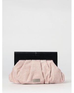 Twentyfourhaitch Teresitas Draped Raffia Clutch - Pink