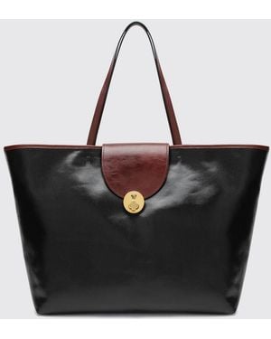 Versace Medusa Logo Waxed Cotton Tote Bag With Turn-Lock Closure - Black