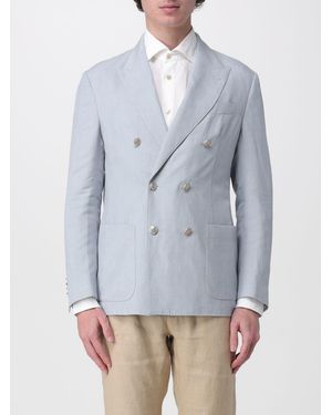 Eleventy Double-Breasted Linen Blend Blazer - Grey