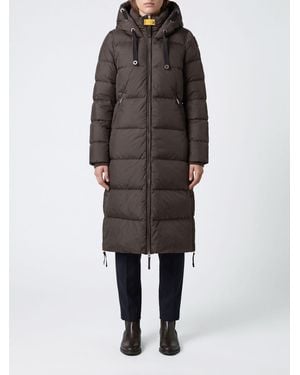 Parajumpers Long Quilted Nylon Down Jacket With Hood And Zip Closure - Black