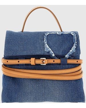 Moschino Bolso Tie Me De Denim De Algodón Y Piel - Azul