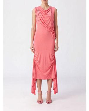 GIMAGUAS Asymmetrical Draped Off-The-Shoulder Jersey Midi Dress - Pink