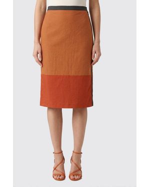 Saint Laurent Falda Midi De Poliamida - Naranja