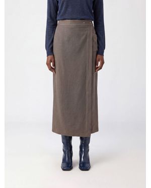 Giorgio Armani High-Waisted Silk And Wool Midi Wrap Skirt - Grey