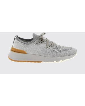 Brunello Cucinelli Crochet Cotton Knit Trainers - White