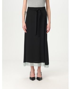 Fendi Layered Midi Skirt With Tie Belt - Black