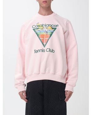 CASABLANCA Relaxed Fit Cotton Crewneck Sweatshirt With Logo Print - Pink
