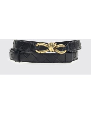 Bottega Veneta Knot Woven Lambskin Belt - White