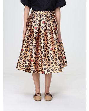 ALESSANDRO ENRIQUEZ Printed Full Skirt - Brown