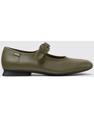 Camper Casi Myra Smooth Leather Mary Janes With Adjustable Strap And Round Toe - Green