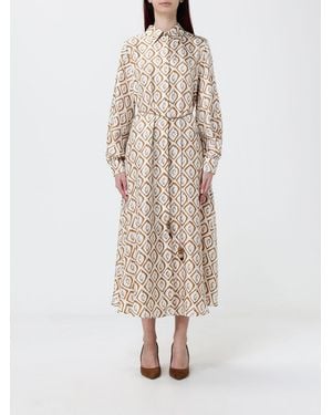 Max Mara Printed Silk Shirt Dress - Natural