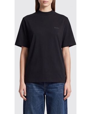 The Attico Cotton Crewneck T-Shirt With Dropped Shoulders And Tone-On-Tone Logo - Black
