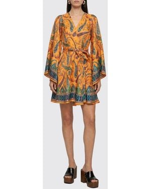 Etro Vestido De Seda Con Estampado Paisley - Naranja