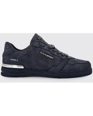 Philipp Plein Nabuk Eco Leather Lo-Top Trainers - Blue