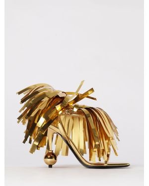 Moschino Polyurethane Fringe Sandal - Metallic