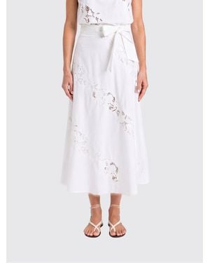 Twinset Cotton Skirt With Macramé Inserts - White