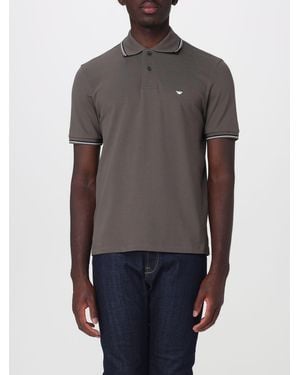 Emporio Armani Cotton Polo Shirt With Logo - Grey