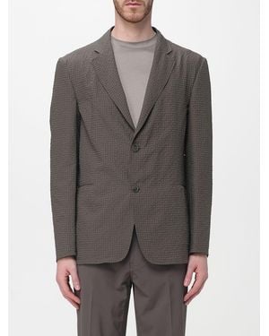 Emporio Armani Single-Breasted Polyester Blazer - Grey