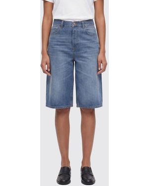 Haikure Cotton Denim Shorts - Blue