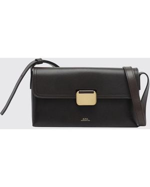A.P.C. Simone Small Calf Leather Crossbody Bag With Flap - Black