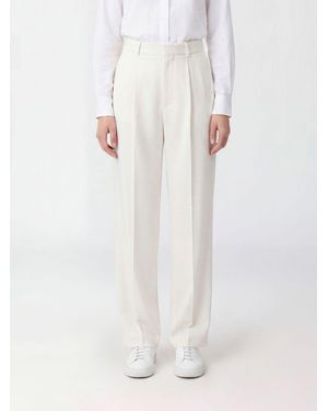Balenciaga High-Waisted Straight-Leg Wool Tailored Trousers - White