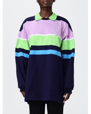 Versace Striped Cotton Polo Shirt - Blue