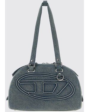 DIESEL 1Dr Dome Monogram Denim Shoulder Bag With Oval D Logo - Blue