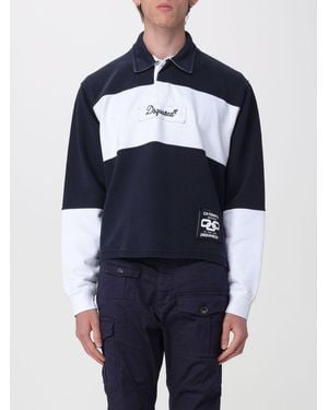 DSquared² Cotton Rugby Polo Shirt With Logo - Blue