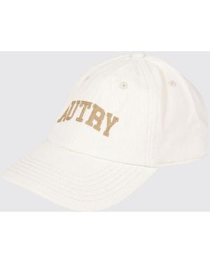 Autry Gerippte Woll-Beanie-Mütze Mit Umschlag Und Kontrastlogo - Natur