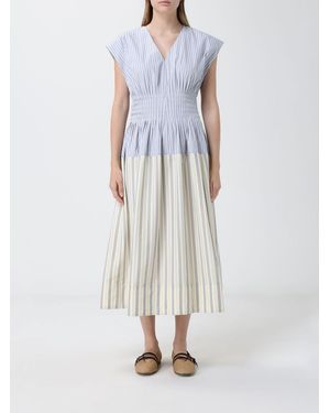 Paul Smith Striped Cotton Blend Midi Dress - White