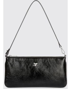 Courreges Courr&Egrave	Ges Small Crinkled-Effect Patent Leather Shoulder Bag - Black