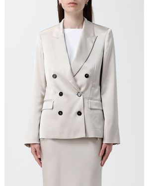 Liviana Conti Satin Double-Breasted Blazer - Gray