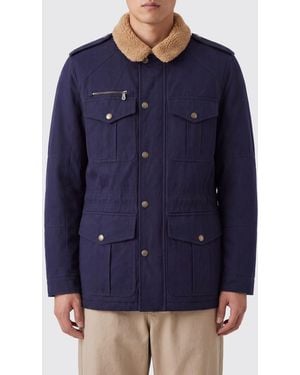 Brunello Cucinelli Cotton And Nappa Sahariana Jacket With Thermore Padding - Blue