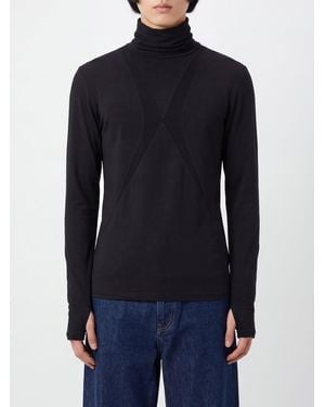 Thom Krom Camiseta De Manga Larga De Algodón Elástico Con Cuello Alto - Azul