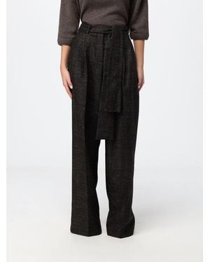 Liviana Conti Benedict Wide-Leg Wool Blend Pants With Belt - Black