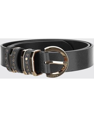 Pinko Leather Belt With Mini Studs - Gray