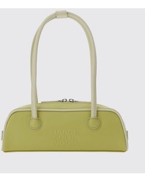 Marge Sherwood Bicolor Smooth Leather Shoulder Bag With Double Handle - Green