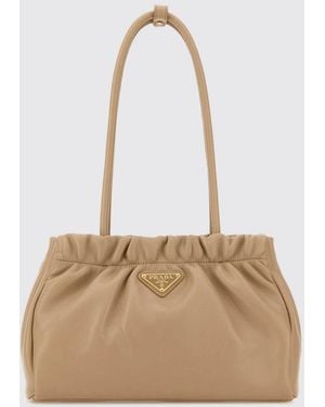 Prada Gathered Nappa Leather Bag - Natural