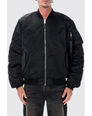 Alpha Industries Relaxed Fit Nylon Bomber Jacket With Zip Closure - Black