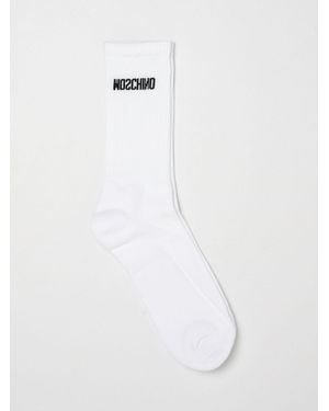 Moschino Ribbed Stretch-Cotton Socks With Jacquard Logo - White