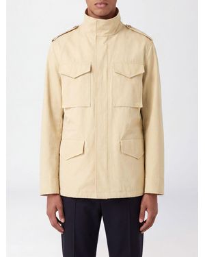 Valentino Garavani Cotton Utility Jacket With High Neck And Epaulettes - Natural