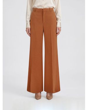 Chloé Chlo&Eacute Wide-Leg Pleated Cotton Trousers With Mid-Rise Waist - Brown